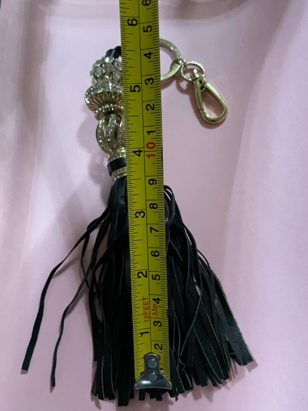 Long Leather Rhinestone Key Ring #9386 - Picture 4 of 4